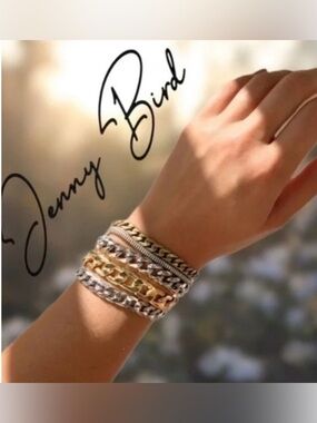 Two-Tone Gold & Silver Chain Bracelet Stack - Women Jewelry